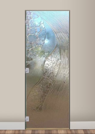 Shower Door with a Frosted Glass High Tide - Cast Glass CGI 033 Interior Patterns Design for Semi-Private by Sans Soucie Art Glass
