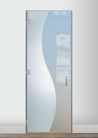 Interior Glass Door featuring a Frosted Glass Geometric Design Sandblast Etched Glass Divise Design by Sans Soucie
