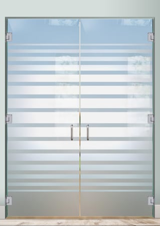 Interior Glass Door with a sandblast Frosted Glass Geometric Design Custom-Designed Decorative Etched Glass