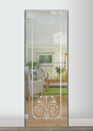 Interior Glass Door featuring a Frosted Glass Traditional Design Sandblast Etched Glass Elegant Design by Sans Soucie