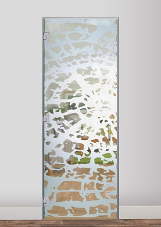 Interior Glass Door featuring Frosted Glass Design Etched Glass by Sans Soucie Art Glass with Custom Trees Design Grain