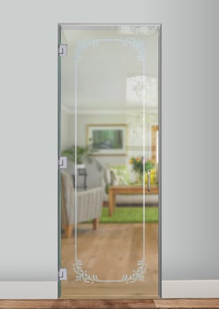 Interior Glass Door with a Frosted Glass Lenora Border Borders Design for Semi-Private by Sans Soucie Art Glass
