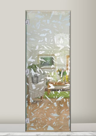 Interior Glass Door with a Frosted Glass Spatter Patterns Design for Semi-Private by Sans Soucie Art Glass