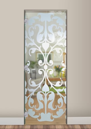 Interior Glass Door with a Frosted Glass Toulouse Traditional Design for Semi-Private by Sans Soucie Art Glass