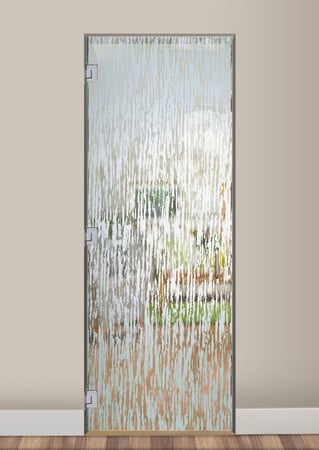 Interior Glass Door with a Frosted Glass Tree Bark Patterns Design for Private by Sans Soucie Art Glass