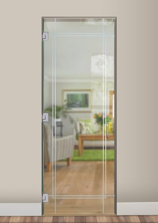 Interior Glass Door featuring a Frosted Glass Borders Design Sandblast Etched Glass Ultra Border Design by Sans Soucie