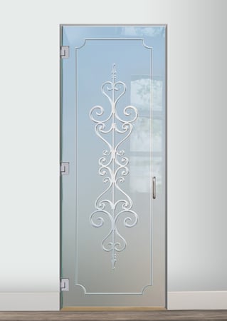 Interior Glass Door with Frosted Glass Wrought Iron Carmona Design by Sans Soucie