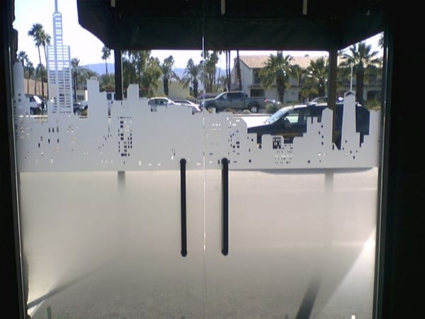 All Glass Front Door with Frosted Glass Landscapes Skyline Design by Sans Soucie