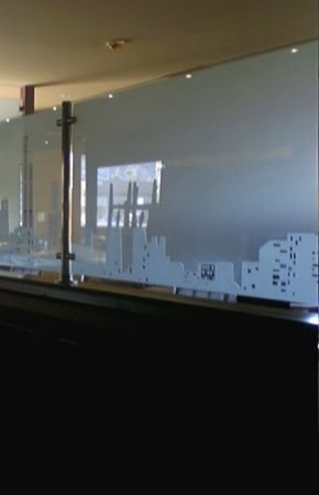 Partition with Frosted Glass Landscapes Skyline Design by Sans Soucie