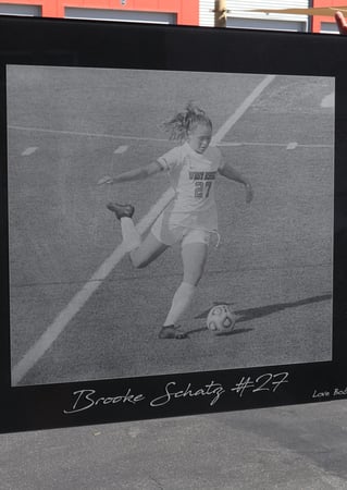 Glass Plaque Award with a Frosted Glass Soccer Girl (similar look) Portraitures Design for Private by Sans Soucie Art Glass