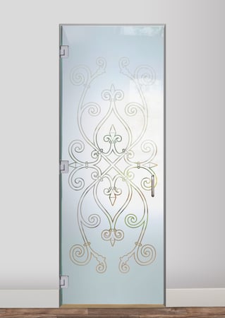 Shower Door with sandblast Frosted Glass Design Art Glass Featuring Sandblast Etched Glass by Sans Soucie