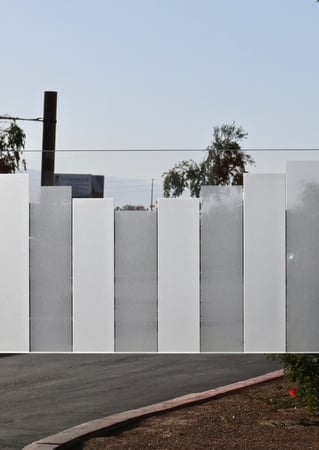 Partition with Frosted Glass Geometric Towers Design by Sans Soucie