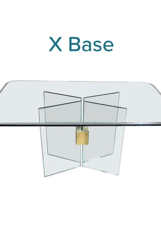 Table Base with a Frosted Glass X Base Connectors Geometric Design for Not Private by Sans Soucie Art Glass