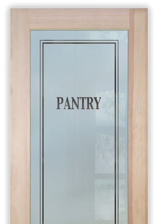 Pantry Door with a sandblast Frosted Glass Traditional Design Custom-Designed Decorative Etched Glass