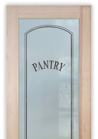 Pantry Door showcasing a Frosted Glass Traditional Design with Sandblast Etched Glass Art by Sans Soucie Classic Arched Design