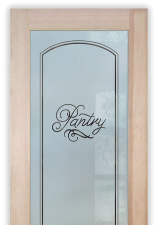 Pantry Door with a sandblast Frosted Glass Traditional Design Custom-Designed Decorative Etched Glass