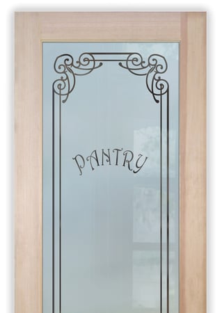 Pantry Door with a Frosted Glass Naples Harrington Traditional Design for Semi-Private by Sans Soucie Art Glass