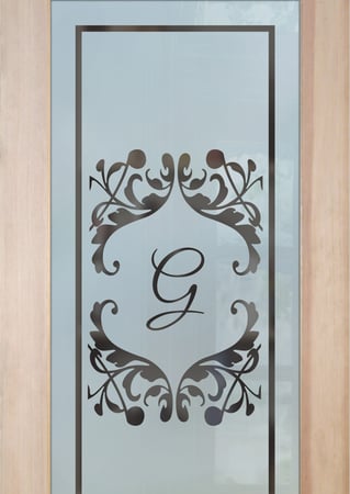 Pantry Door with a Frosted Glass Toulouse Monogram Traditional Design for Semi-Private by Sans Soucie Art Glass