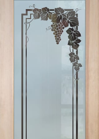 Pantry Door featuring a Frosted Glass Grapes & Ivy Design Sandblast Etched Glass Vineyard Grapes Garland Design by Sans Soucie