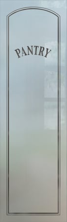 Pantry Insert showcasing a Frosted Glass Traditional Design with Sandblast Etched Glass Art by Sans Soucie Classic Arched Design