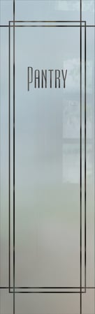 Pantry Insert featuring a Frosted Glass Geometric Design Sandblast Etched Glass Ultra Pantry Design by Sans Soucie