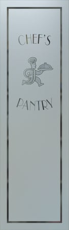 Pantry Insert featuring a Frosted Glass Italian Chef Design Sandblast Etched Glass Chop Chop Chef Design by Sans Soucie