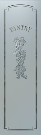 Pantry Insert showcasing a Frosted Glass Grapes & Ivy Design with Sandblast Etched Glass Art by Sans Soucie Grapes Strand	 Design
