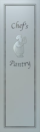 Pantry Insert with a sandblast Frosted Glass Italian Chef Design Custom-Designed Decorative Etched Glass