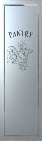 Pantry Insert featuring Frosted Glass Design Etched Glass by Sans Soucie Art Glass with Custom Country Farmhouse Design Rooster Chef