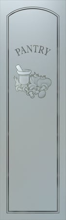 Pantry Insert showcasing a Frosted Glass Country Farmhouse Design with Sandblast Etched Glass Art by Sans Soucie Stone Mill Design