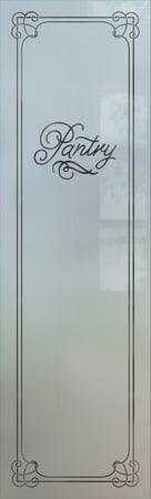 Pantry Insert showcasing a Frosted Glass Traditional Design with Sandblast Etched Glass Art by Sans Soucie Enna Pantry Design