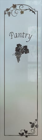 Pantry Insert featuring a Frosted Glass Grapes & Ivy Design Sandblast Etched Glass Grape Cluster Grape Ivy Design by Sans Soucie