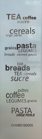 Pantry Insert with a sandblast Frosted Glass Sayings Design Custom-Designed Decorative Etched Glass