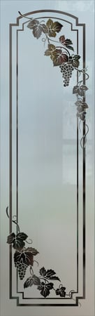 Pantry Insert with a sandblast Frosted Glass Grapes & Ivy Design Custom-Designed Decorative Etched Glass
