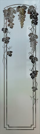 Pantry Insert with a sandblast Frosted Glass Grapes & Ivy Design Custom-Designed Decorative Etched Glass