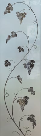 Pantry Insert with a sandblast Frosted Glass Grapes & Ivy Design Custom-Designed Decorative Etched Glass