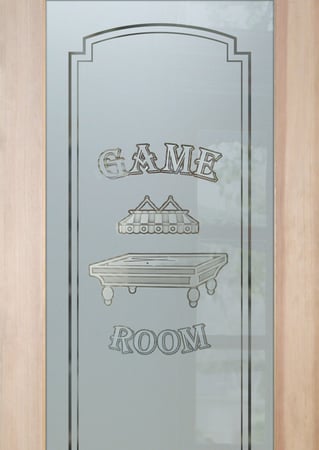 Pantry Door with Frosted Glass Whimsical Billiards Design by Sans Soucie
