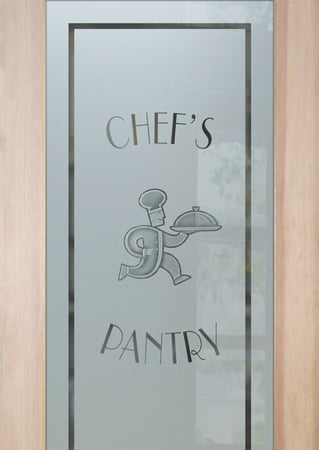 Pantry Door featuring a Frosted Glass Italian Chef Design Sandblast Etched Glass Chop Chop Chef Design by Sans Soucie
