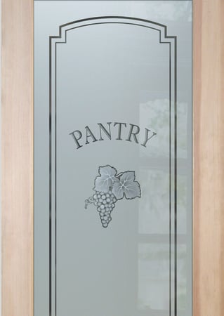 Pantry Door featuring a Frosted Glass Grapes & Ivy Design Sandblast Etched Glass Grape Cluster Design by Sans Soucie