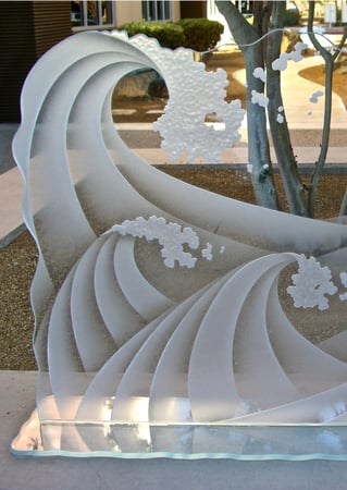 Fireplace Screen with a sandblast Frosted Glass Oceanic Design Custom-Designed Decorative Etched Glass