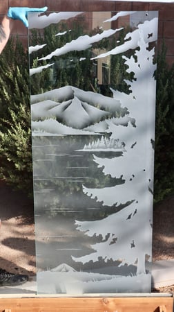 Partition with sandblast Frosted Glass Design Art Glass Featuring Sandblast Etched Glass by Sans Soucie