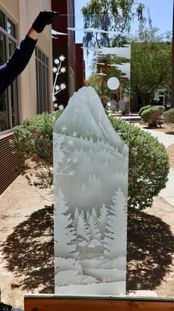 Partition with Frosted Glass Landscapes Idyllwild Tahquitz Peak Design by Sans Soucie