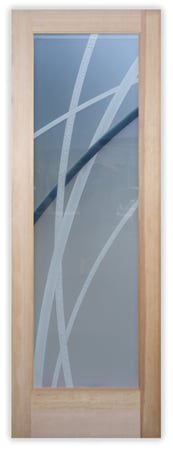 Pantry Door showcasing a Frosted Glass Geometric Design with Sandblast Etched Glass Art by Sans Soucie Arcos Design