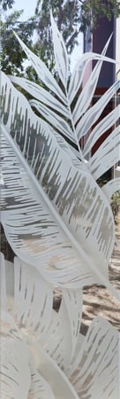 Door Glass Insert with a Frosted Glass Bahama Leaves III Tropical Design for Semi-Private by Sans Soucie Art Glass