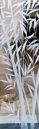 Door Glass Insert with a Frosted Glass Bamboo Shoots IV Asian Design for Semi-Private by Sans Soucie Art Glass