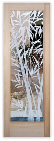 Front Door with a Frosted Glass Bamboo Shoots IV Asian Design for Semi-Private by Sans Soucie Art Glass