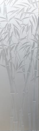 Door Glass Insert showcasing a Frosted Glass Asian Design with Sandblast Etched Glass Art by Sans Soucie Bamboo Shoots III Design