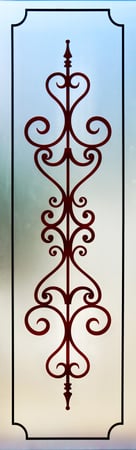 Door Glass Insert with Frosted Glass Wrought Iron Carmona Design by Sans Soucie