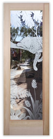 Interior Door with Frosted Glass Wildlife Cheetah Design by Sans Soucie