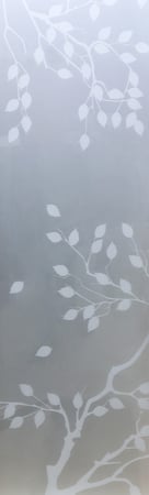 Door Glass Insert showcasing a Frosted Glass Asian Design with Sandblast Etched Glass Art by Sans Soucie Cherry Tree Design